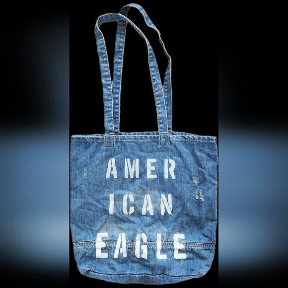 NWOT ❗️ American Eagle denim shoulder bag distressed big handbag - Picture 1 of 13